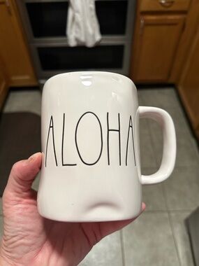 Rae Dunn White 'ALOHA' Ceramic Mug